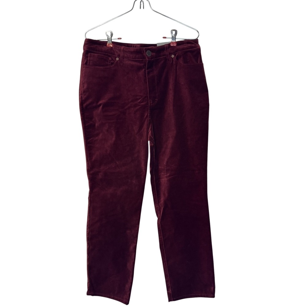 Soft Surroundings Women's Pants Blakely Velveteen Front Straight Burgundy 8P NWT